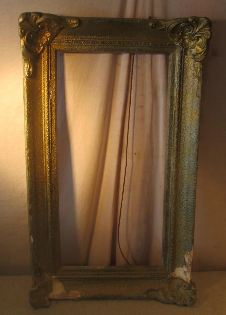 Cadre baroque en bois doré antique - 75x45/61x31, Enlèvement ou Envoi, Utilisé, Bois