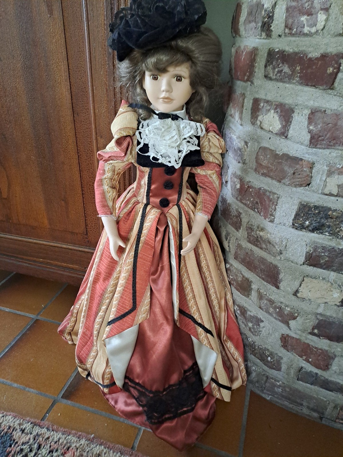 grote, vintage porseleinen verzamelpop in victoriaanse stijl, Verzamelen, Poppen, Ophalen, Gebruikt, Pop