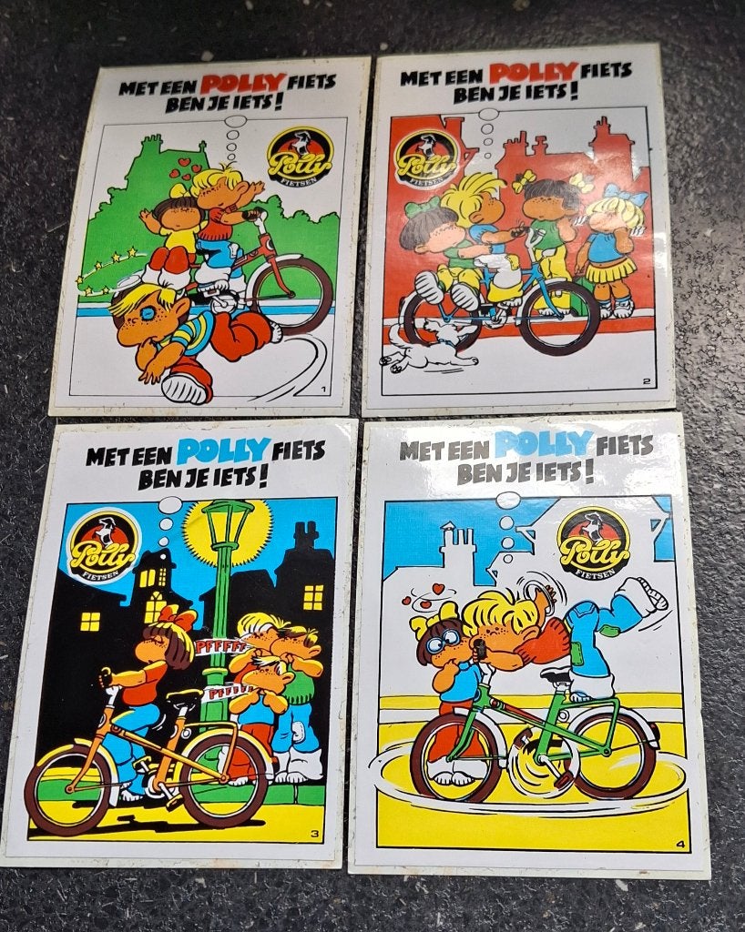Lot stickers : fietsen merk Polly stripfiguur, Ophalen of Verzenden, Zo goed als nieuw, Merk