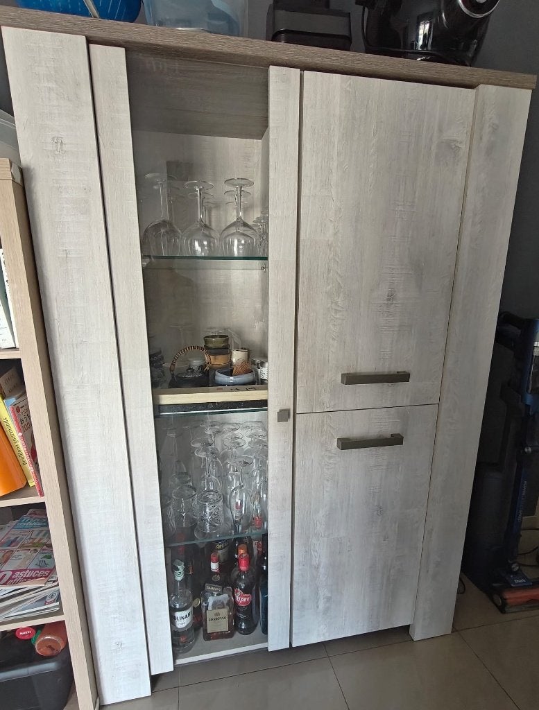 Ensemble de meubles salle à manger - Buffet + Vitrine bar, Enlèvement, Comme neuf, Verre, Avec tiroir(s)