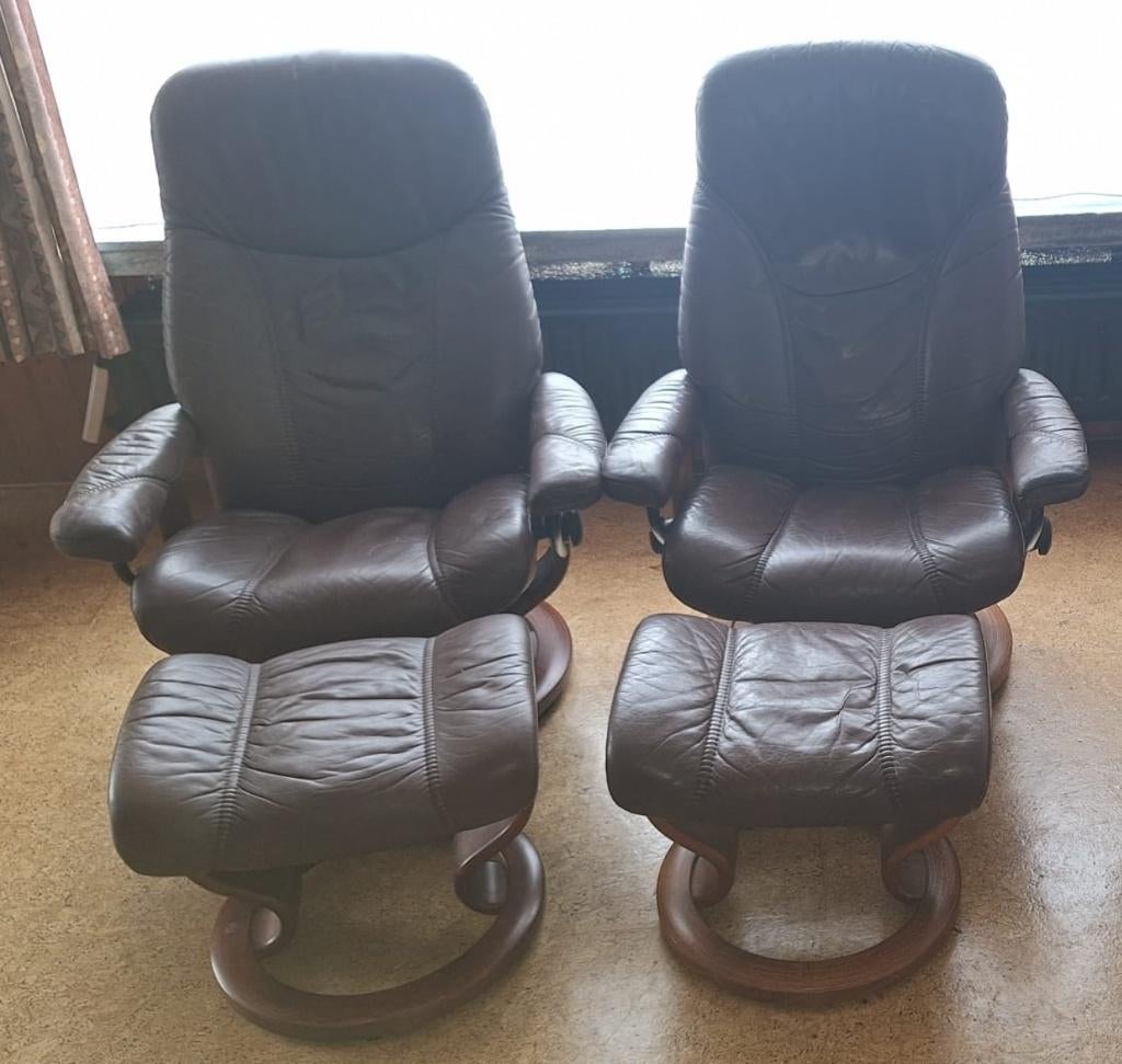 2 Stressless Consul zetels (200 EURO per stuk), 75 à 100 cm, Moins de 150 cm, Une personne, Utilisé
