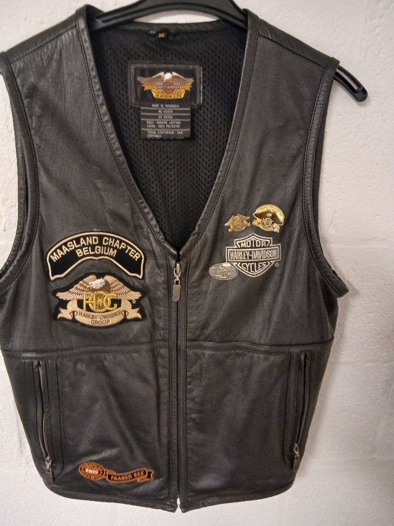 lederen vest & harley davidson & Maat M, Harley-Davidson, Kinderen, Tweedehands, Ophalen