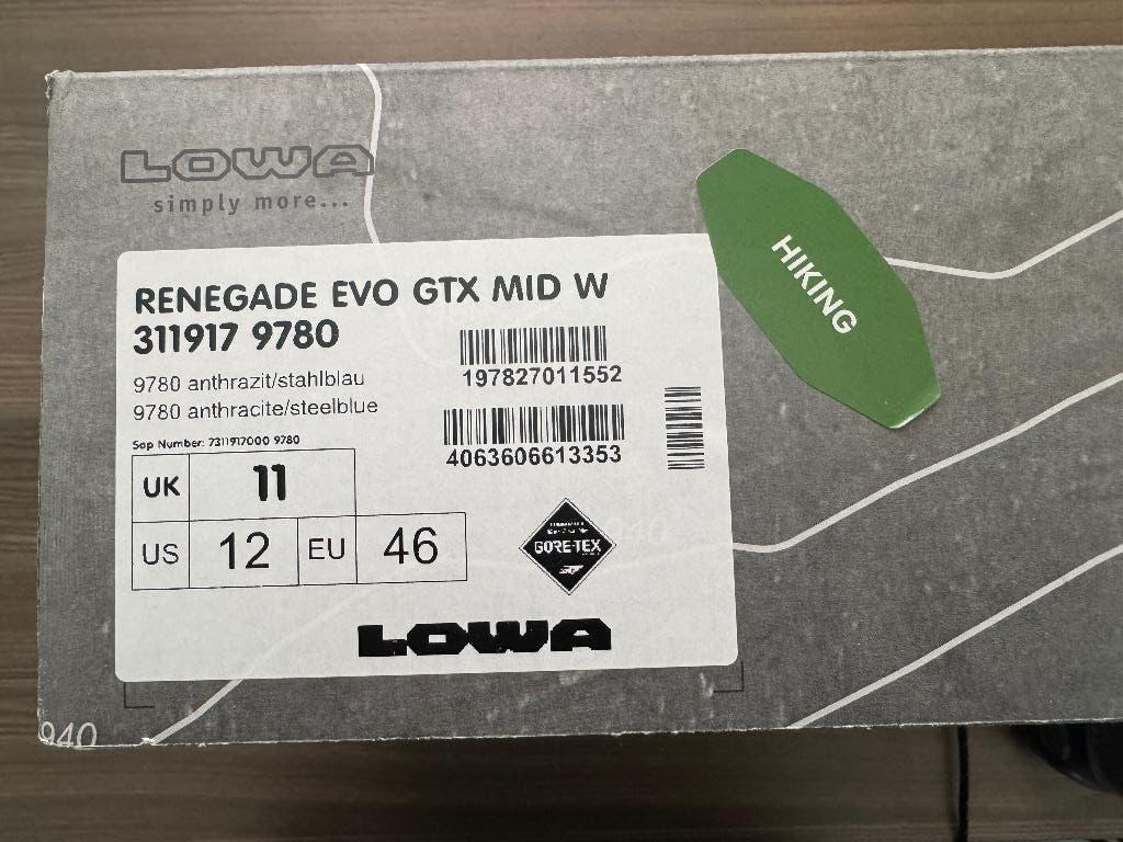 Lowa Renegade wide maat 11 (46), Sport en Fitness, Verzenden, Nieuw, Schoenen