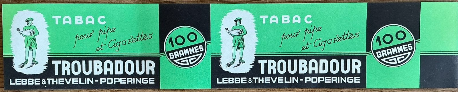 Oud TABAC TROUBADOR/LEBBE & THEVELIN/100 g/tabakswikkel, Ophalen of Verzenden, Zo goed als nieuw, Verpakking