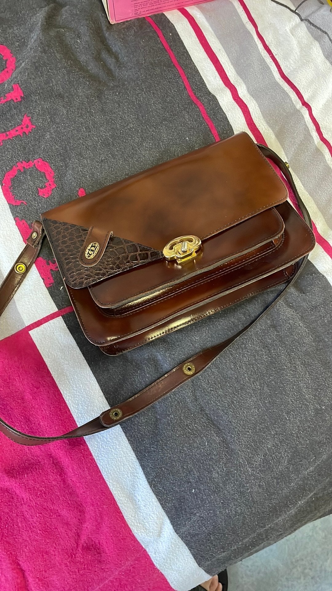 Bruine lederen handtas, Ophalen, Nieuw, Handtas