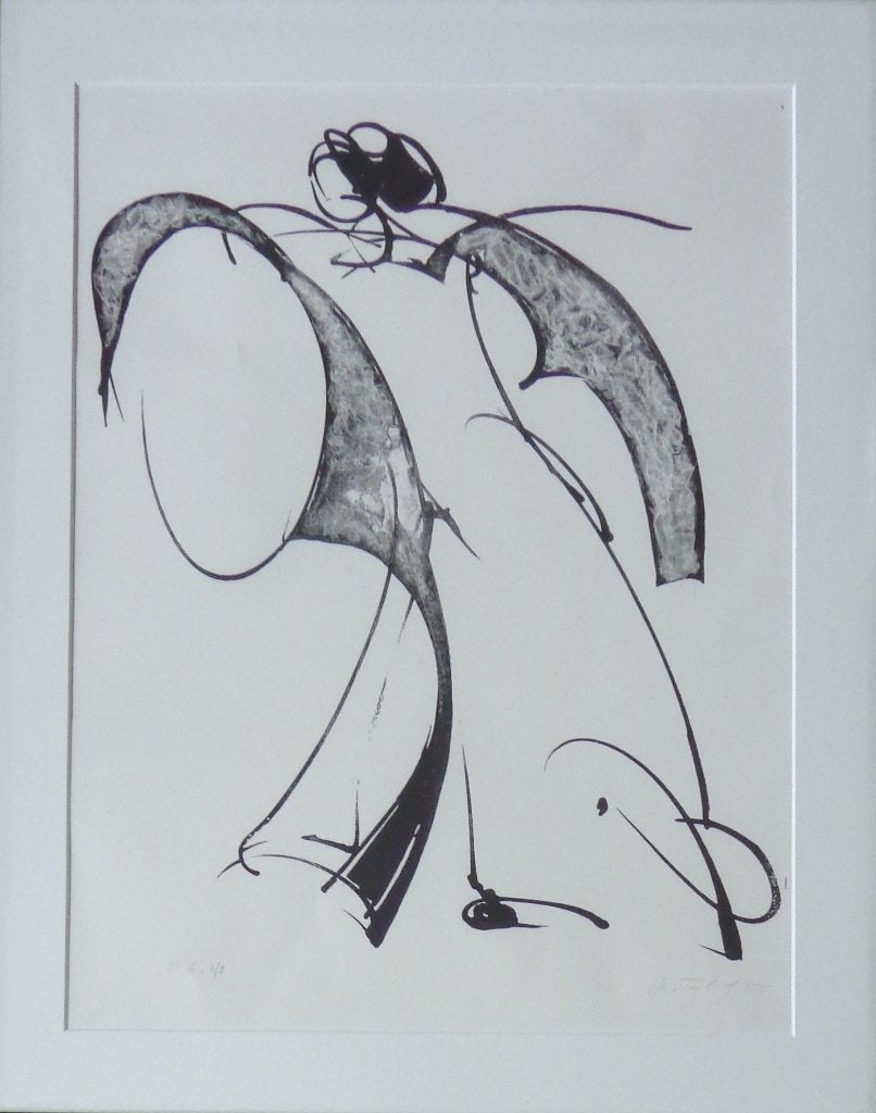 MARIA TALAGA / FIGUUR / ZW-W LITHO / 79x65cm / KADER / SIG, Avec verre, Enlèvement, Abstrait, Lithographie