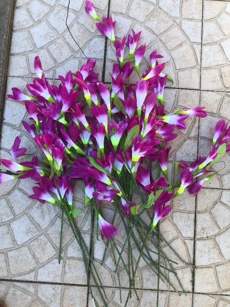 26 donker roze/paars fluo kunstbloem 70-90 cm, Paars, 70 cm, Ophalen of Verzenden, Zo goed als nieuw