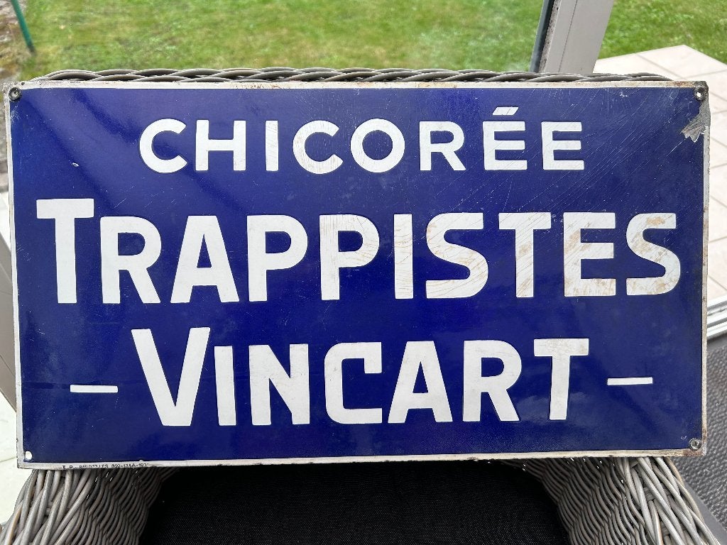 VINCART 1930 Chicory Trappist geëmailleerde plaat, Ophalen of Verzenden, Gebruikt, Reclamebord