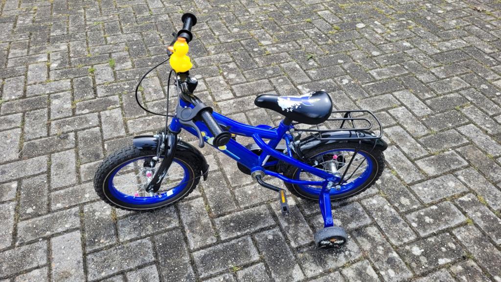 Kinderfiets Blauwe Raket 14 inch, Fietsen en Brommers, Fietsen | Kinderfietsjes, Ophalen, Zijwieltjes, Velgrem, Minder dan 16 inch