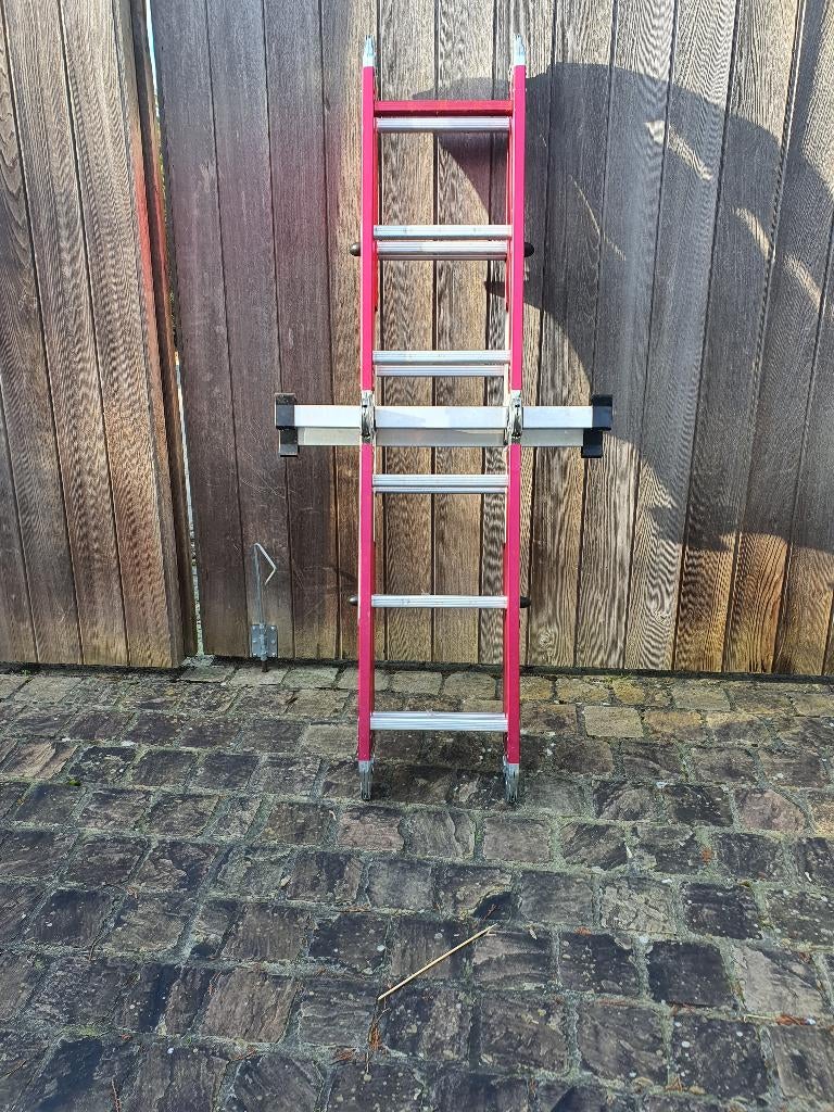 Echelle modulable en aluminium 4x3 avec plateforme, Ophalen, Zo goed als nieuw, Ladder, Opvouwbaar of Inschuifbaar