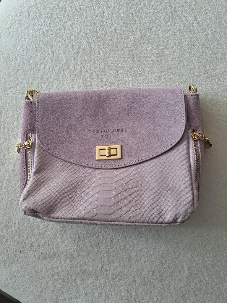 Nieuw lila handtasje met slangenprint en suède details, Handtassen en Accessoires, Toilettassen, Ophalen of Verzenden, Nieuw, Paars
