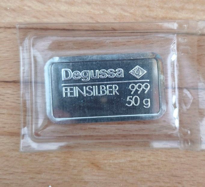 Lingot umicore degussa 50 g, Timbres & Monnaies, Métaux nobles & Lingots, Enlèvement ou Envoi, Argent