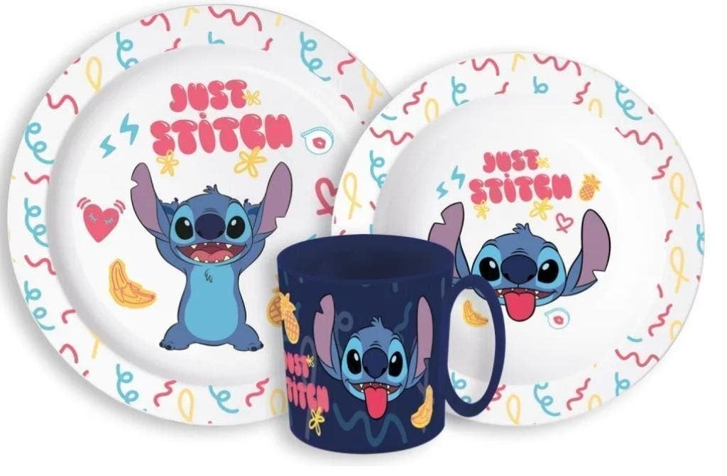 Stitch Kinderservies met Mok - Magnetron Dinerset, Ophalen of Verzenden, Nieuw