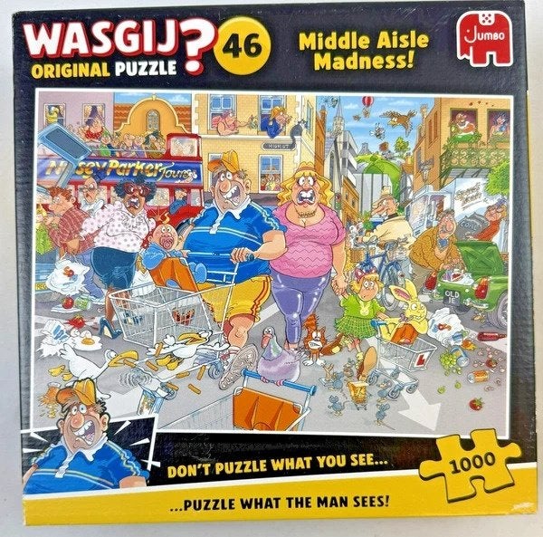 Wasgij Original 46 Puzzel Buitenkansjes 1000 Stuks compleet, Verzenden, 500 t/m 1500 stukjes, Zo goed als nieuw, Legpuzzel