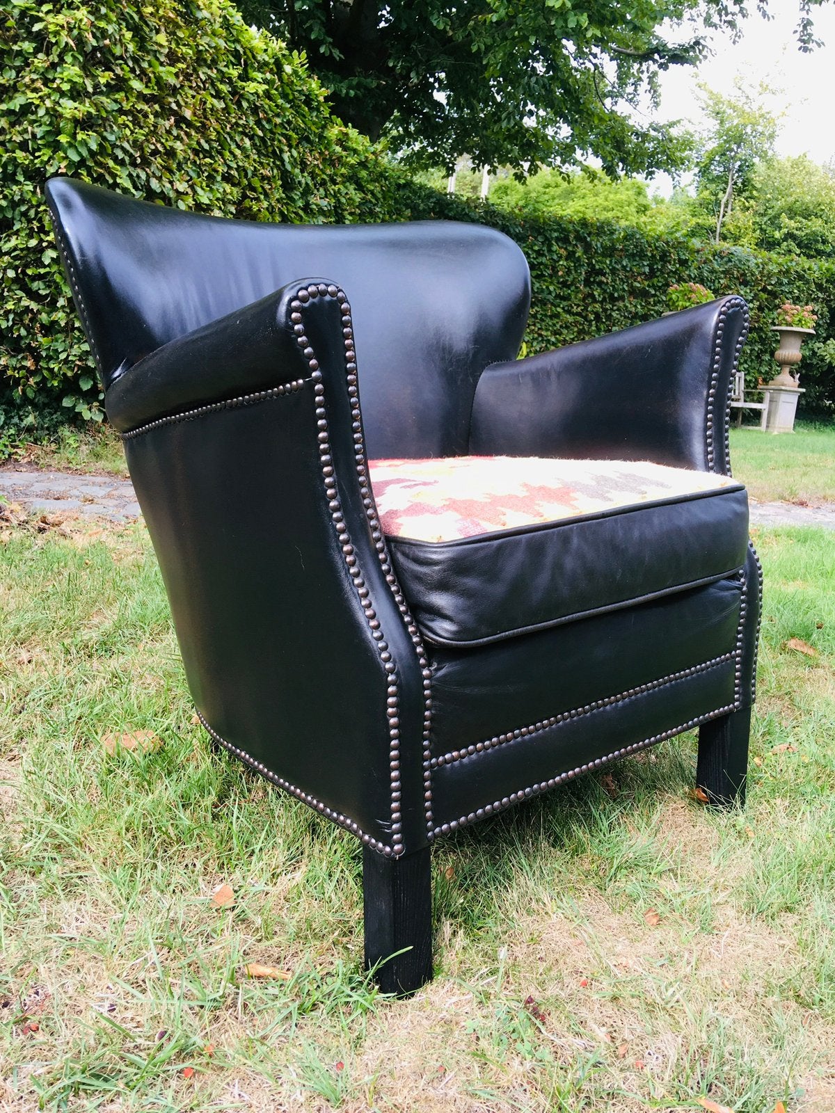 Vintage clubfauteuil met omkeerbare Kelim zitting, Huis en Inrichting, Ophalen