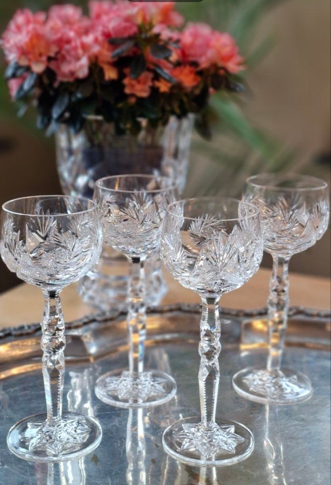 Kristallen voetglazen set 4 glazen, Ophalen of Verzenden