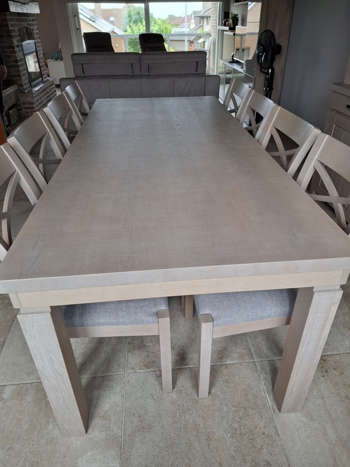 Eiken tafel en 8 stoelen, Huis en Inrichting, Tafels | Eettafels, Ophalen