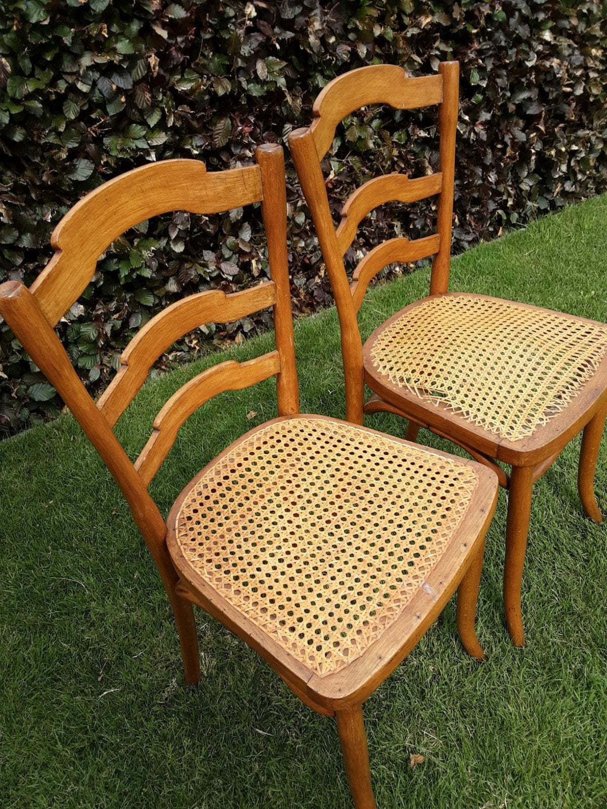2 houten stoelen met rieten zitvlak, Antiek en Kunst, Ophalen