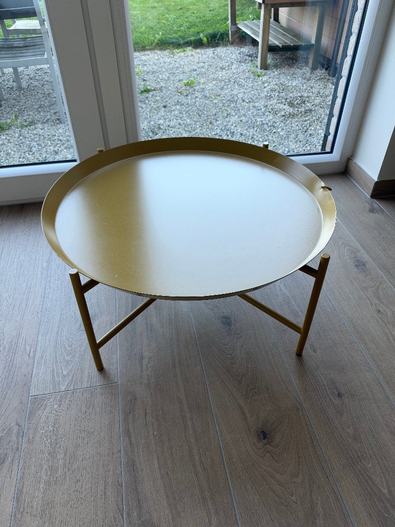 IKEA JORID table basse ronde 73 cm – ocre / doré, Rond, 50 à 100 cm, Enlèvement, Utilisé