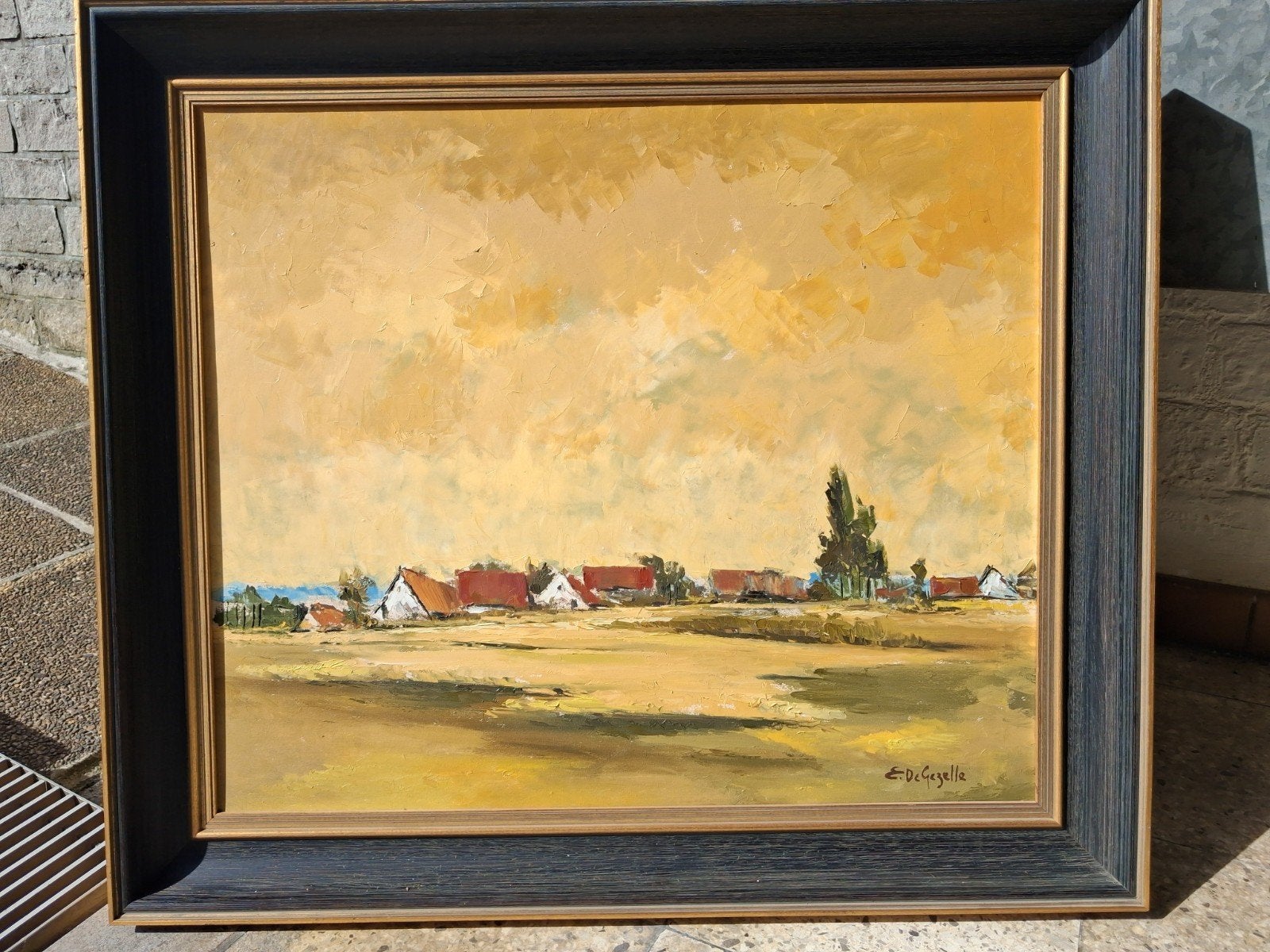 Expressionistisch landschap in warme kleuren op 1m24 op 94, Ophalen, Doek, Expressionistisch, Bijzondere lijst