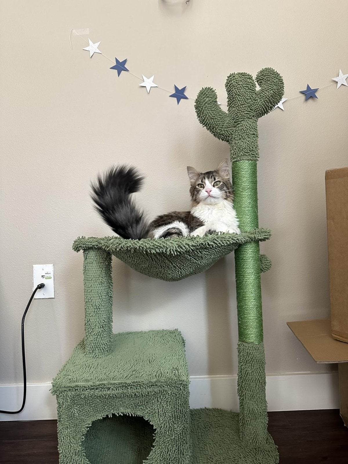 Cactus Krabpaal 102 cm – Met Kattenhuis & Hangmat | Compact, Dieren en Toebehoren, Ophalen of Verzenden, Zo goed als nieuw, Krabpaal