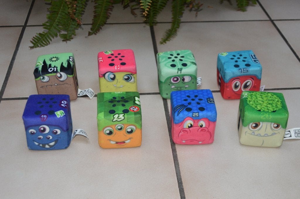 Collection complète des 8 cubes peluche Fresh Heads de Lidl., Lidl, Enlèvement ou Envoi