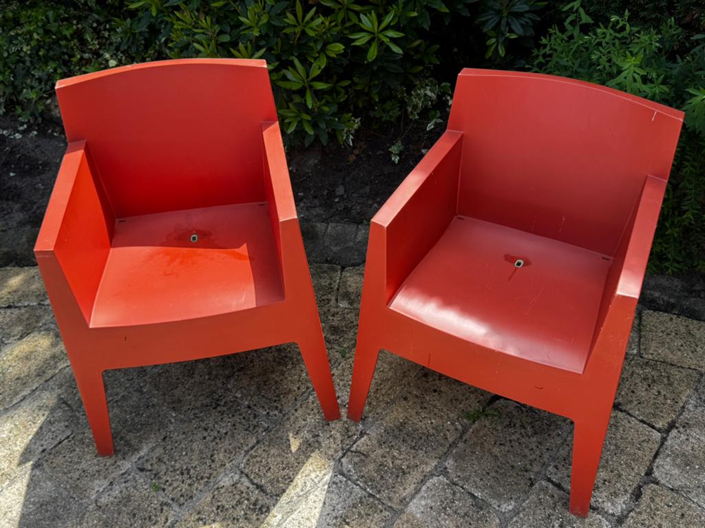 2x Driade Toy designstoel Philippe Starck oranje/rood, Ophalen, Gebruikt, Kunststof