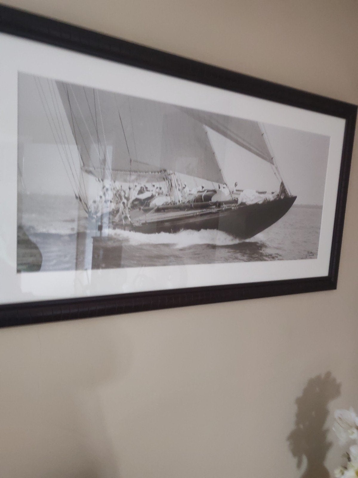 Prachtig kader met zeiljacht regata, Ophalen, 110 cm, Ingelijst werk, Zo goed als nieuw