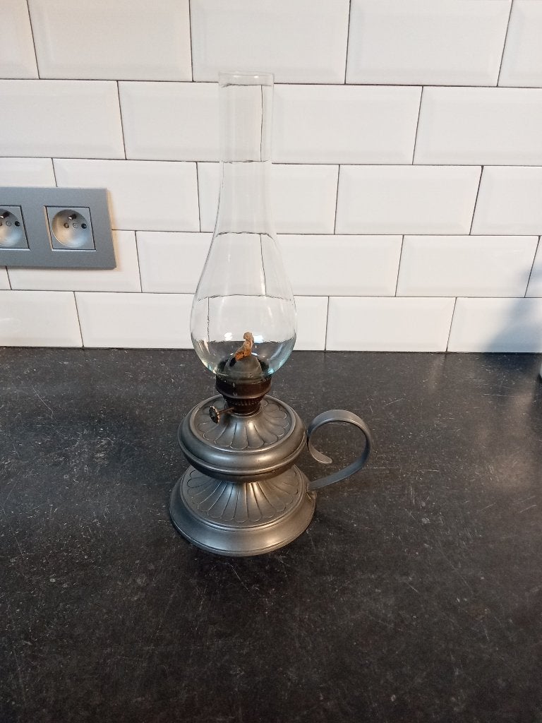 OLIELAMP IN TIN ZELF OPHALEN 10 EURO, Antiek en Kunst, Ophalen