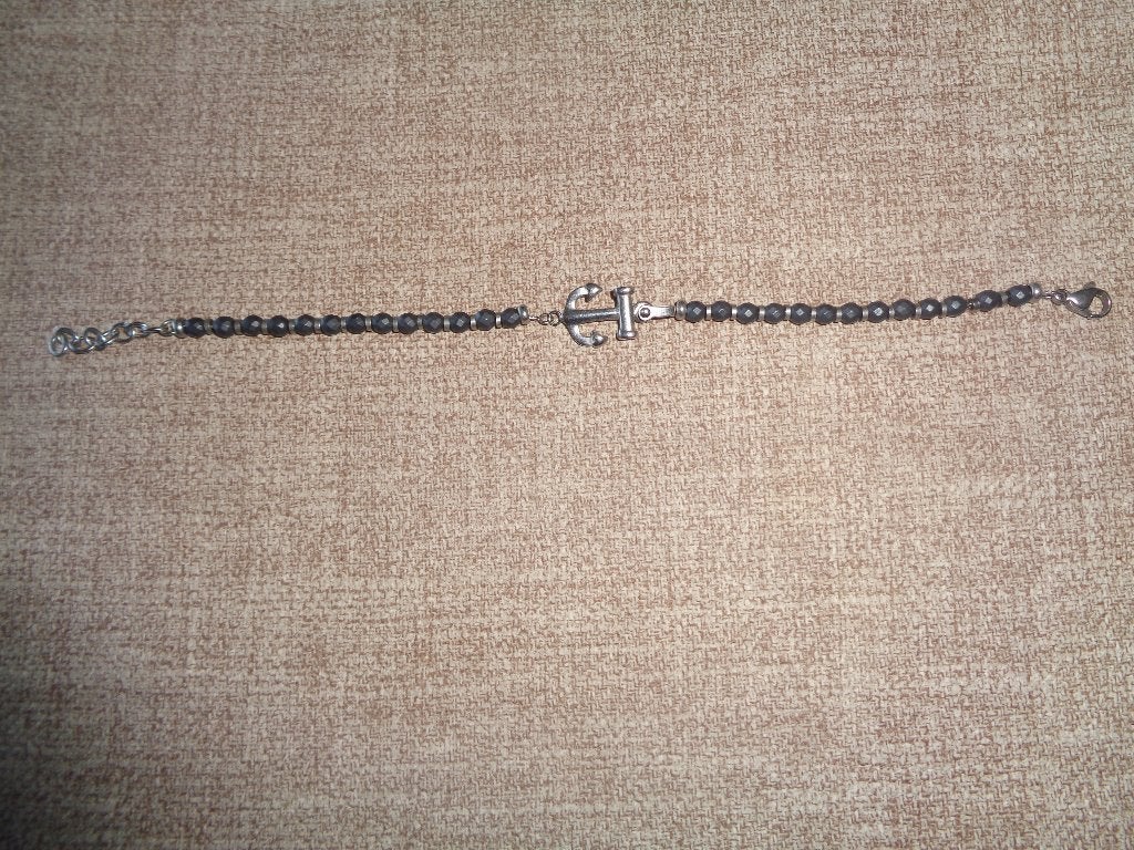 1 mooie heren armband met ankertje, Ophalen of Verzenden, Zo goed als nieuw, Grijs, Overige materialen