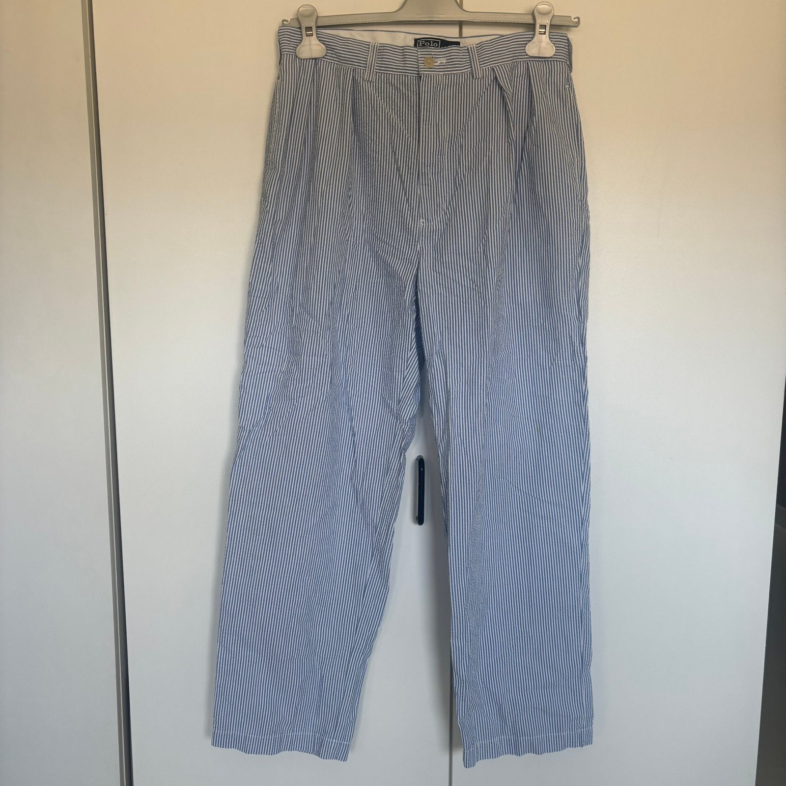 Polo Ralph Lauren Andrew Seersucker 34x30 Relaxed Fit, Maat 38/40 (M), Blauw, Ophalen of Verzenden, Ralph Lauren