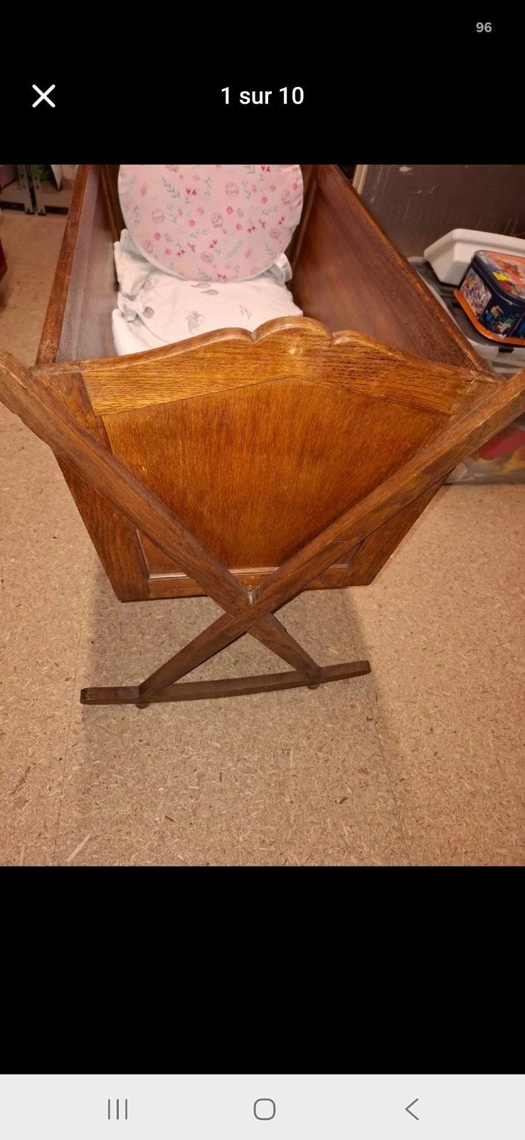 Berceau ancien en bois, Enlèvement, Berceau