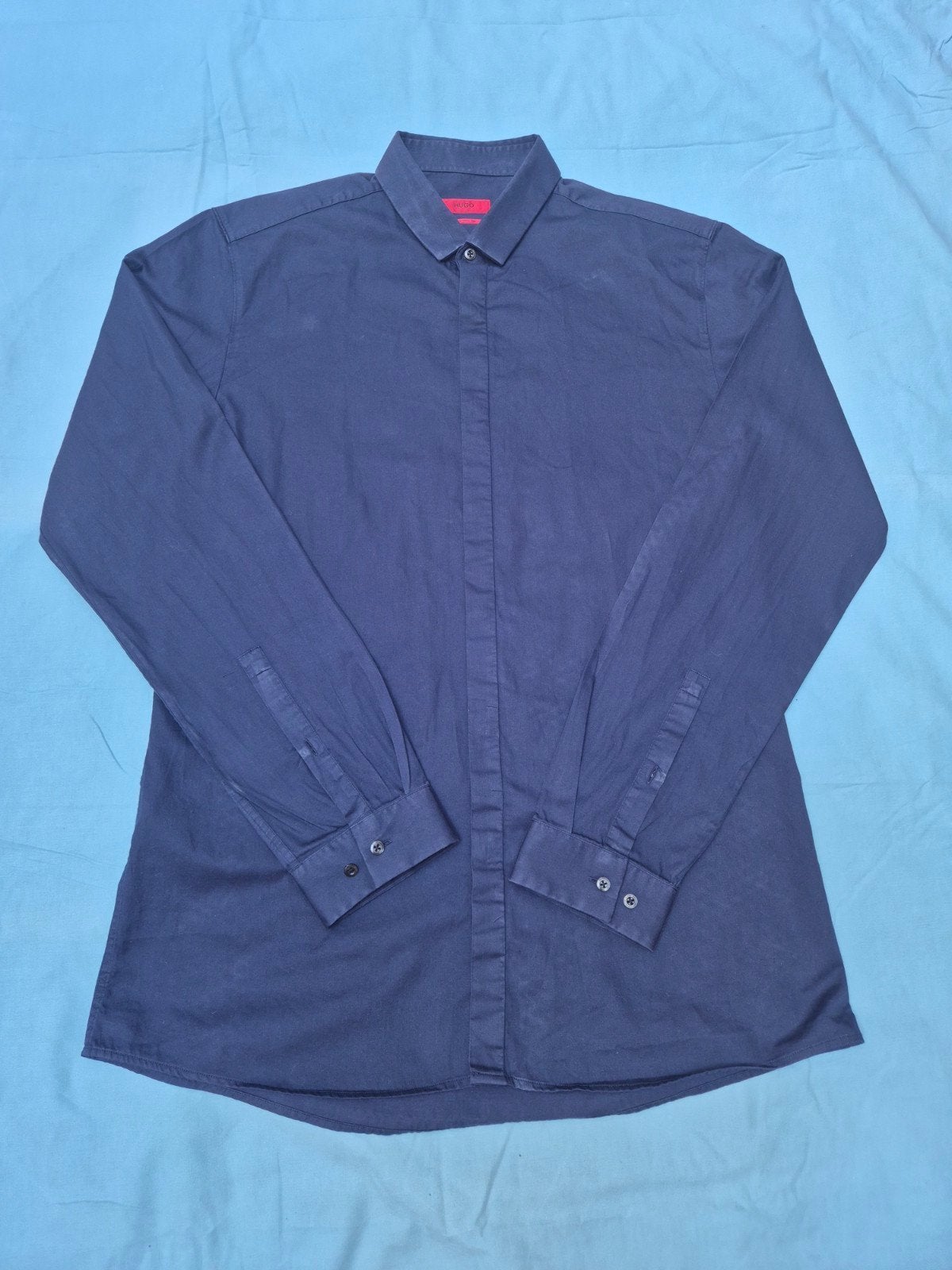 Hugo Boss Overhemd met extra slanke pasvorm — marineblauw —, Ophalen, Blauw, Halswijdte 41/42 (L), Hugo Boss