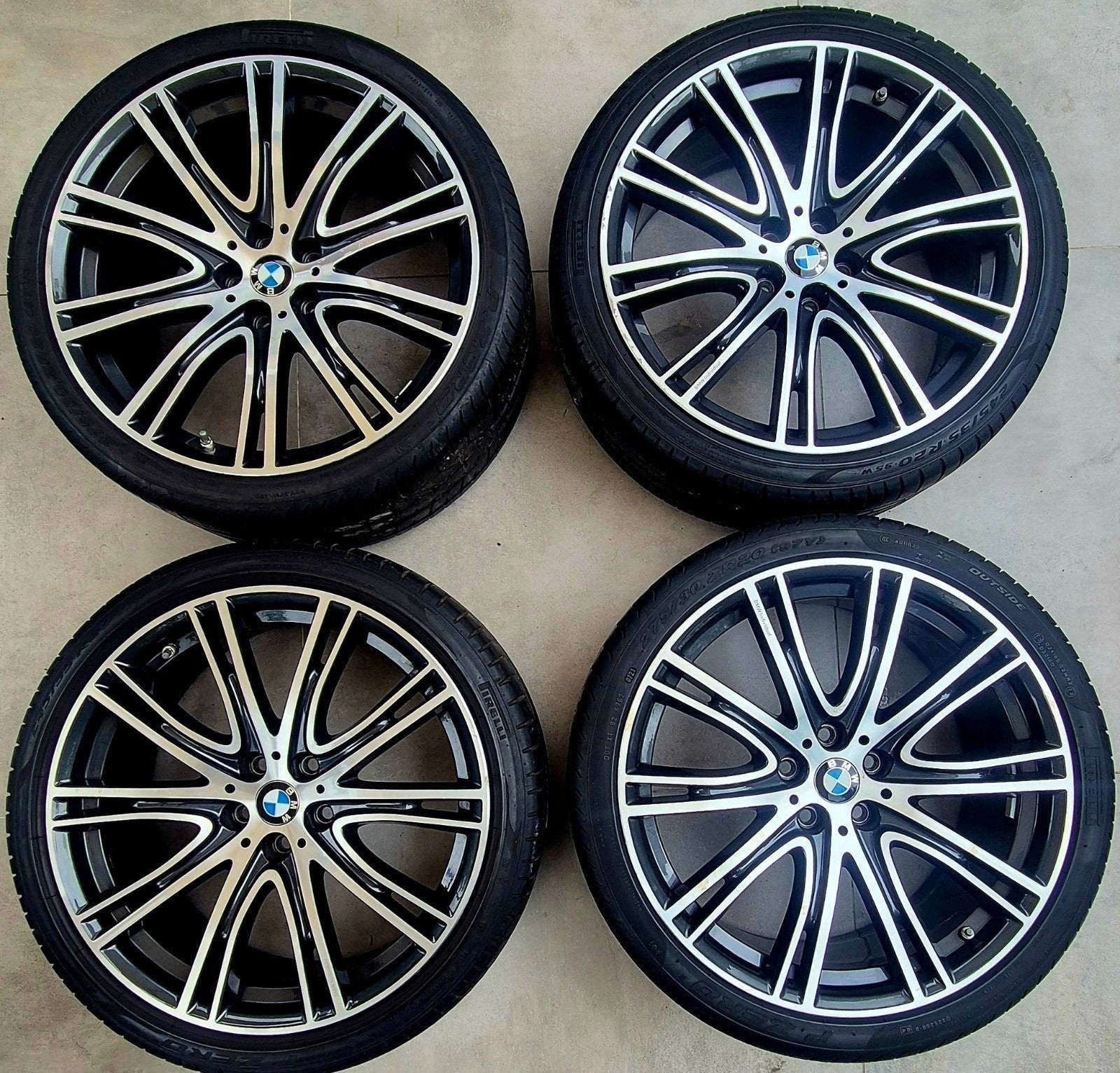Jantes BMW 759i de 20 pouces d'origine avec pneus série 5 G3, Enlèvement, 20 pouces, Pneus été, Pneus et Jantes