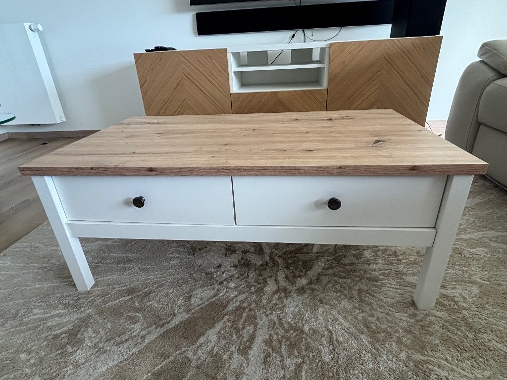Table basse – 2 tiroirs – chêne Artisan – 100/40/55 cm, Maison & Meubles, Neuf, 100 à 150 cm, Enlèvement, 50 à 100 cm