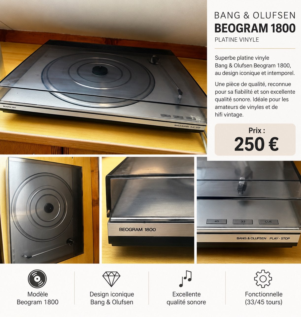 Platine vinyles, Enlèvement ou Envoi, Comme neuf