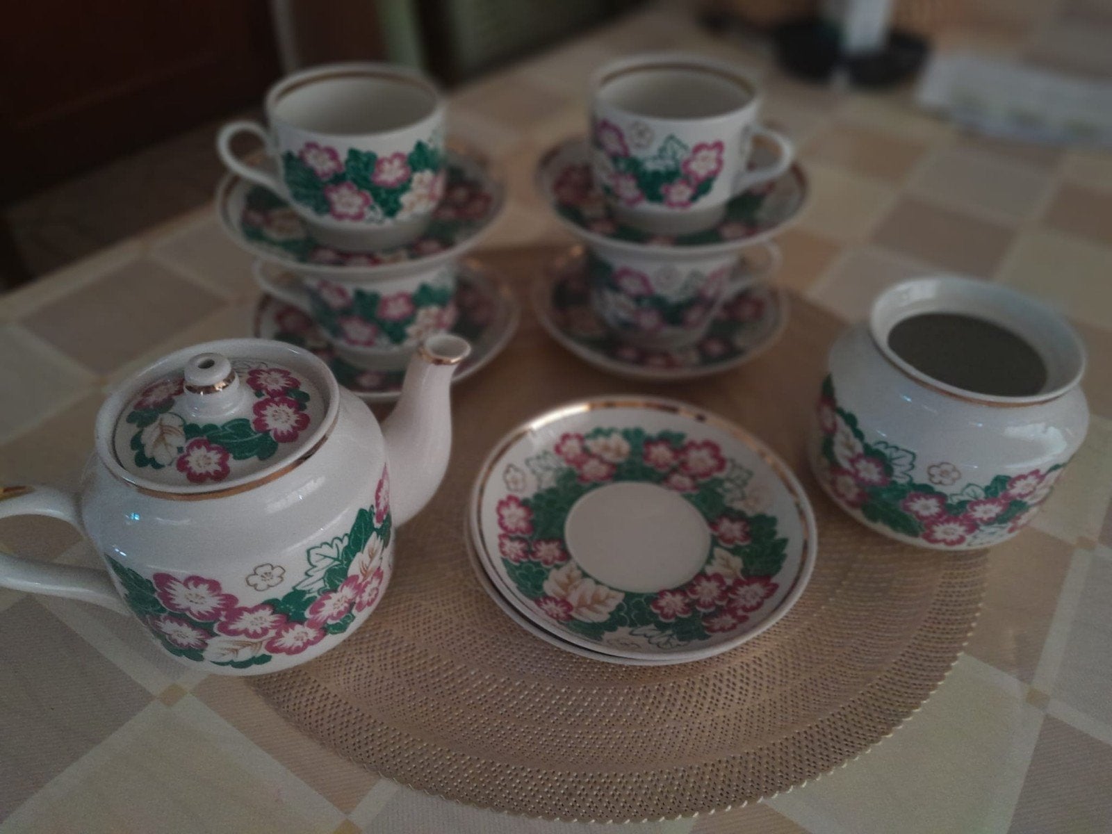 Prachtig  authentiek porcelaine theeservies. Handgeschilderd, Antiek en Kunst, Ophalen of Verzenden