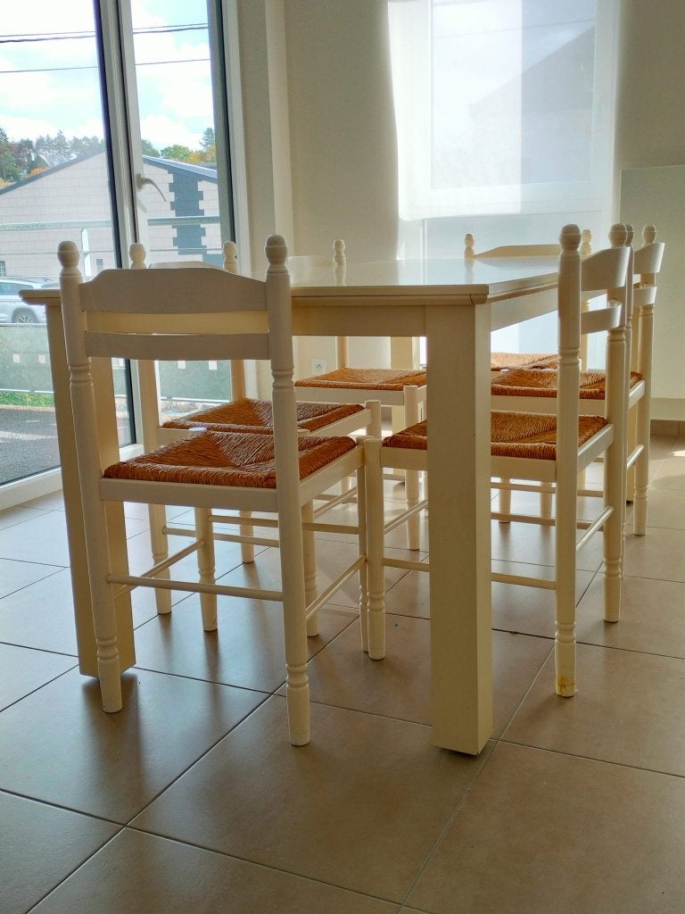 Table et 6 chaises, 150 à 200 cm, Cinq personnes ou plus, Enlèvement, Utilisé