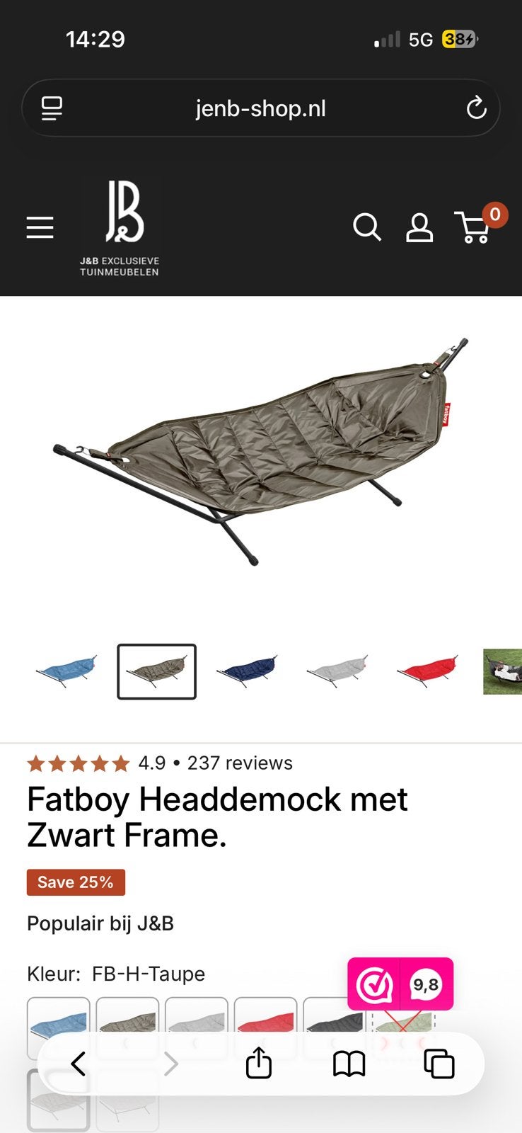 Hangmat fatboy, Enlèvement, Intérieur