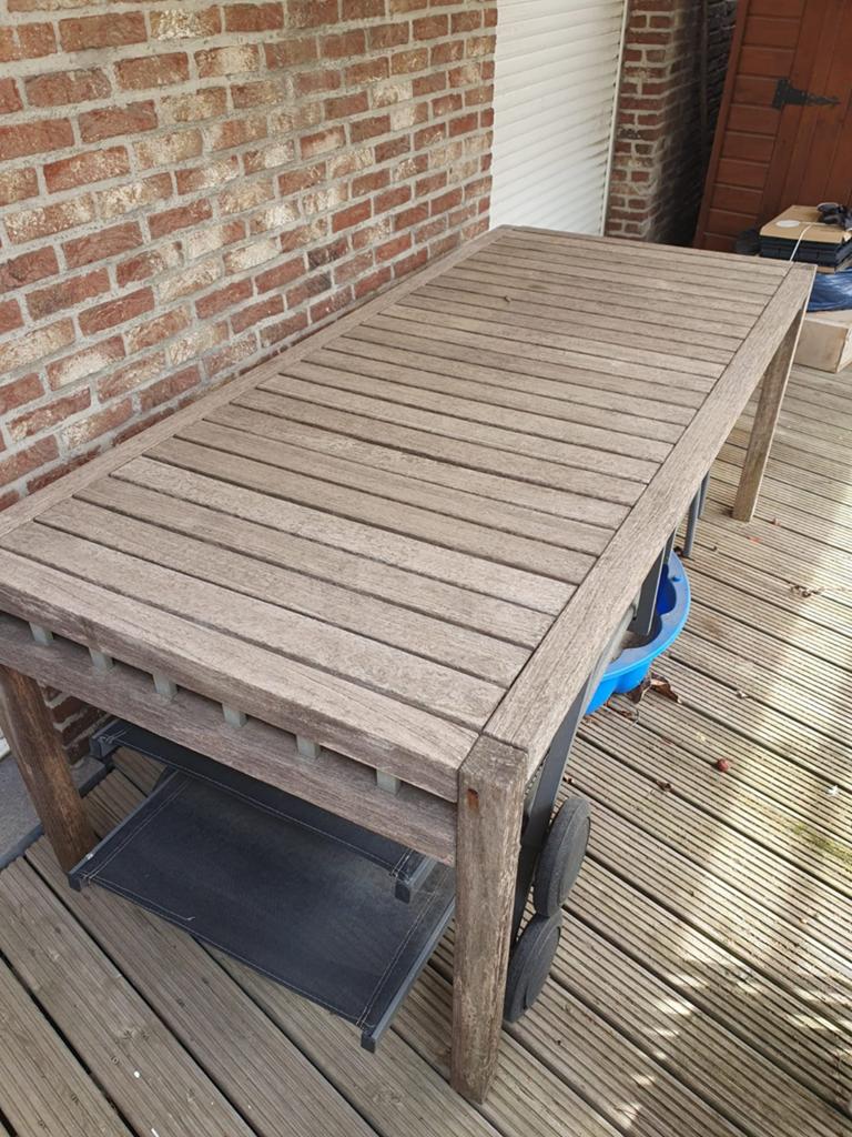 Teak houten tafel, Tuin en Terras, Ophalen, Zo goed als nieuw, Rechthoekig, Hout
