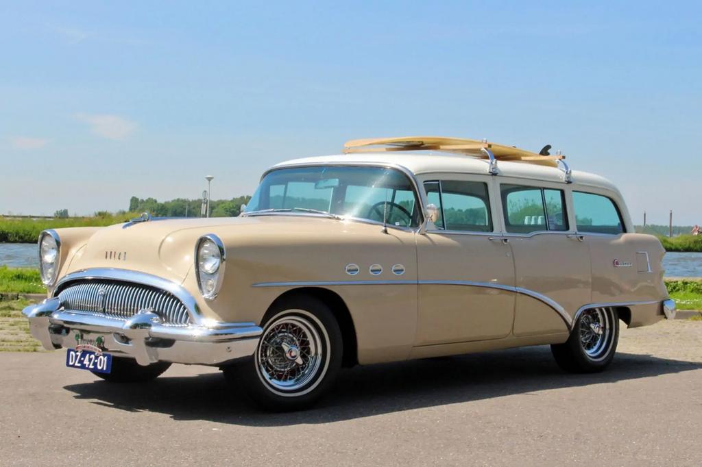 Buick Century Estate Wagon 1954, Auto's, Buick, Bedrijf, Skylark, Airconditioning, Benzine, Automaat, Beige, Ophalen