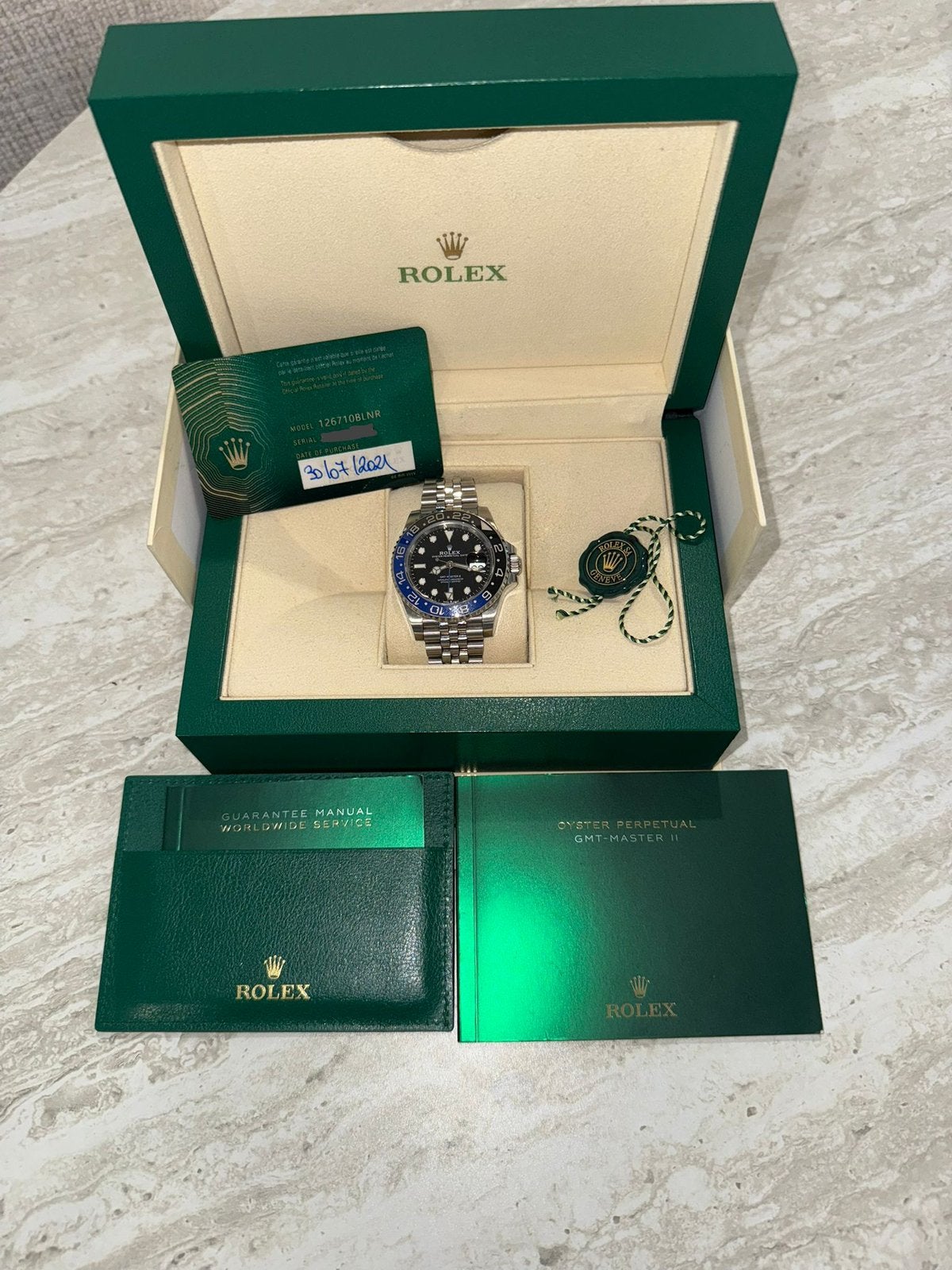 Rolex GMT-Master II „Batgirl” 2021, Handtassen en Accessoires, Horloges | Heren, Ophalen, Zo goed als nieuw, Rolex