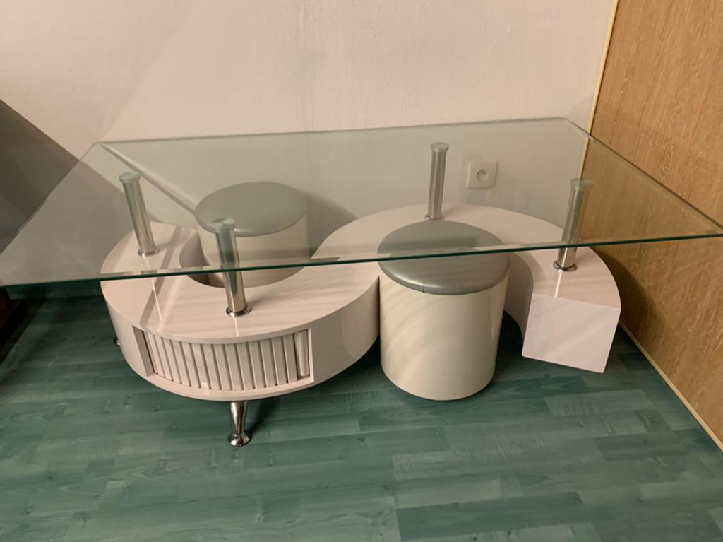 table basse en verre avec 2 chaises, Maison & Meubles, Tables | Dessertes, Enlèvement, Comme neuf