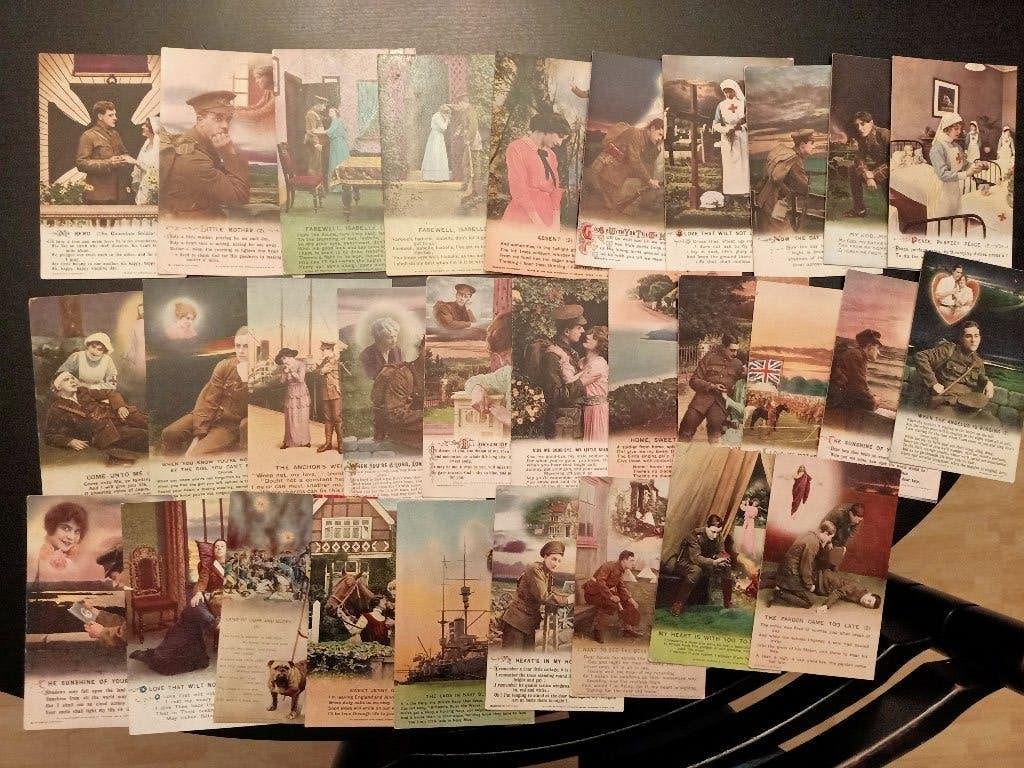 94 oude Engelse fantasie militairen (Bamforth), Verzamelen, Ophalen of Verzenden
