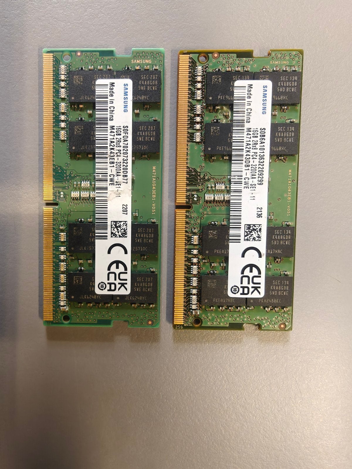 2x 16gb ddr4 sodimm, Informatique & Logiciels, Mémoire RAM, DDR4, Comme neuf, Enlèvement, Laptop
