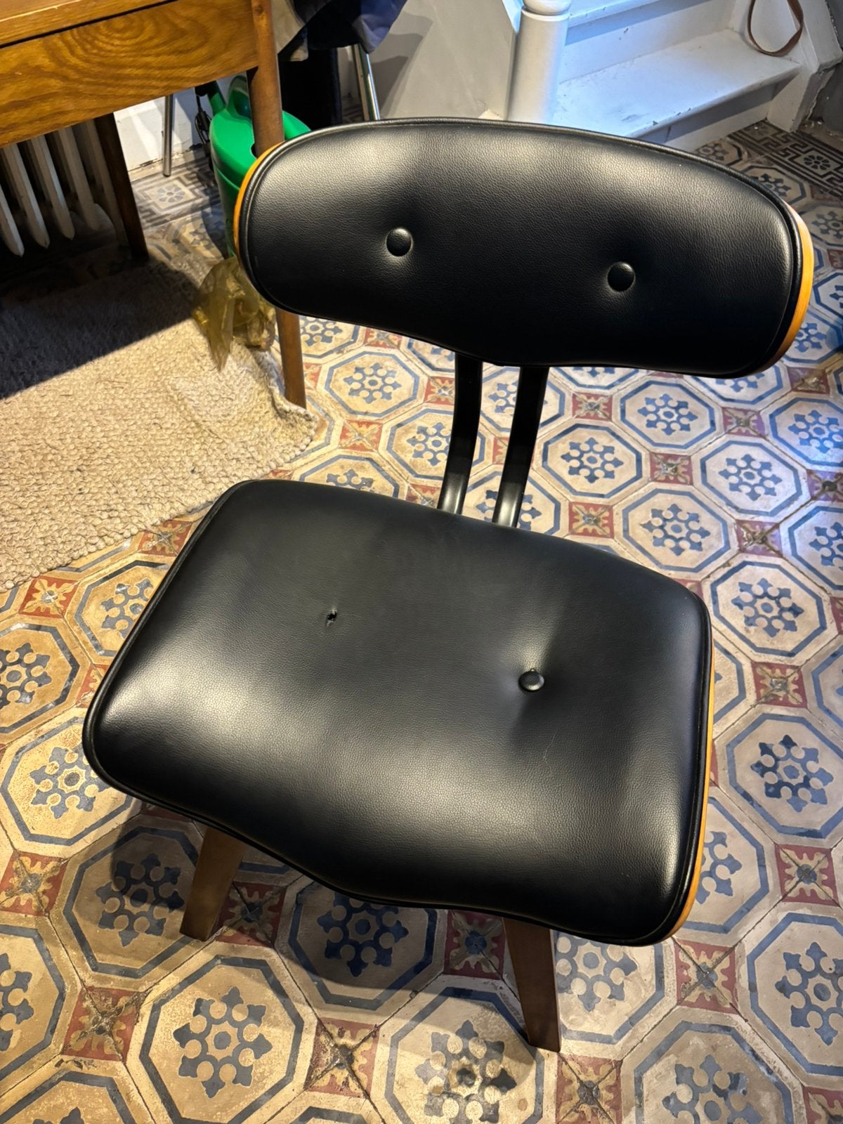 Chaise de bureau, bois et cuire, Brun, Enlèvement, Utilisé, Bois