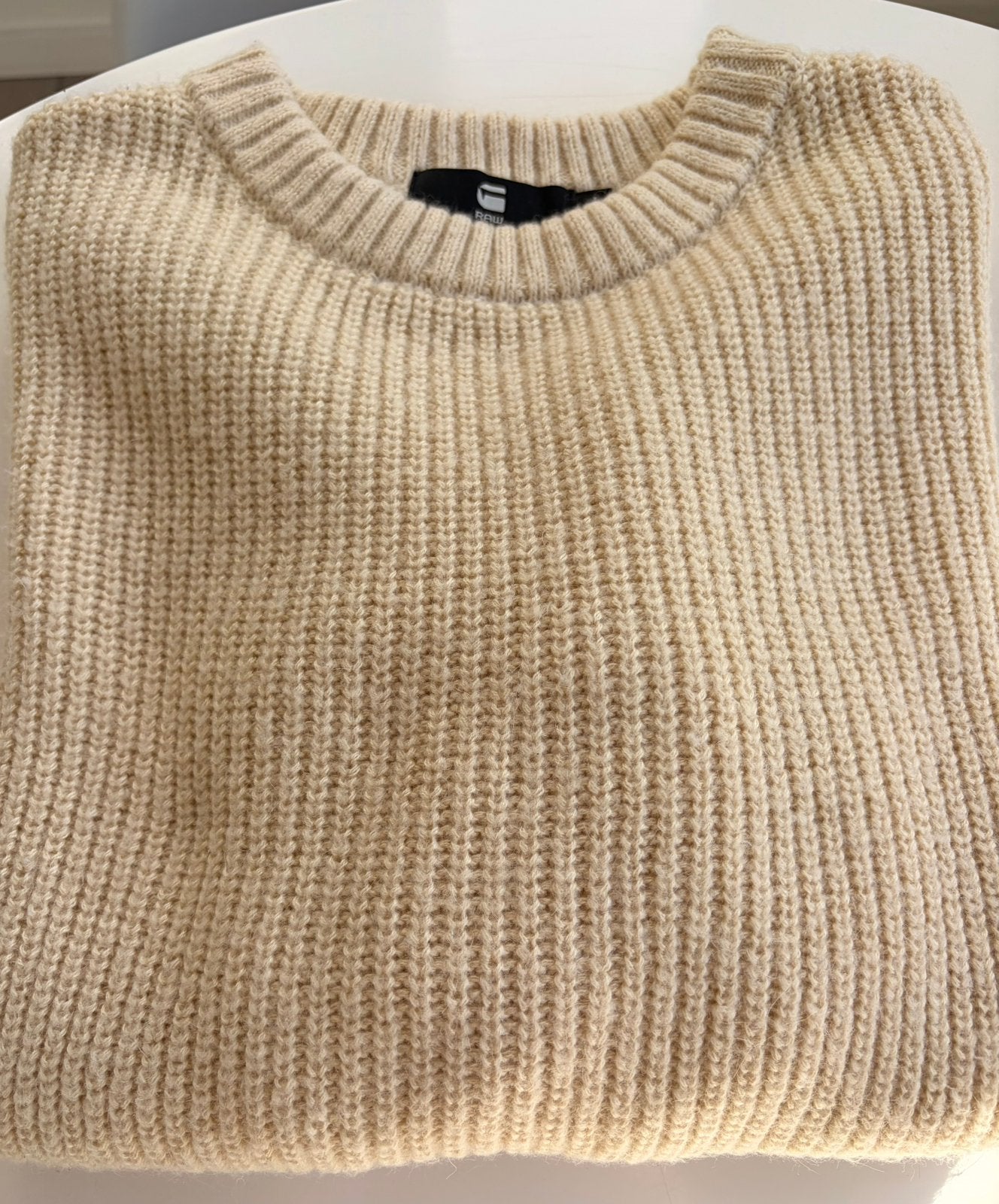 Cremekleurige lange trui met rits G-Star, Kleding | Dames, Ophalen of Verzenden, Zo goed als nieuw, Maat 36 (S), Beige