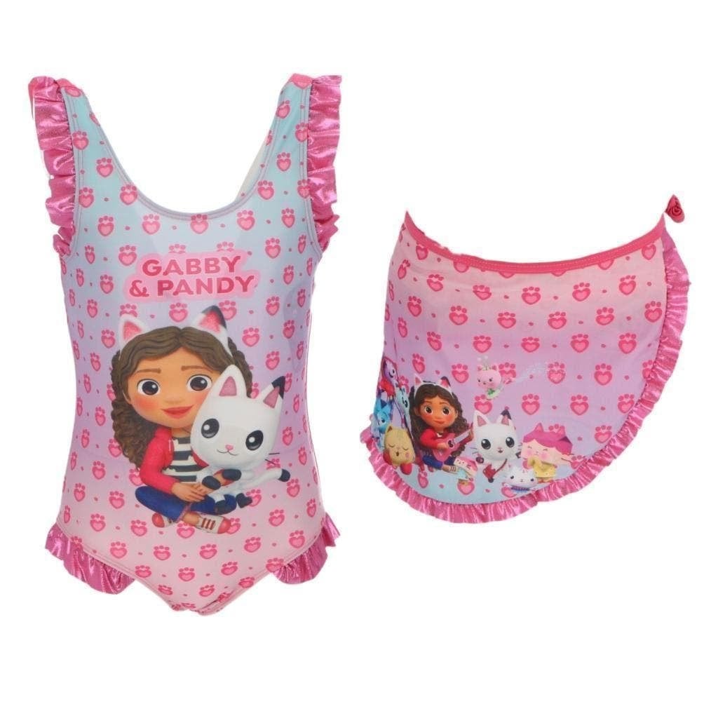 Gabbys Poppenhuis Badpak met Sarong - 98/104-110/116-122/128, Meisje, Badpak, Nieuw, Maat 110