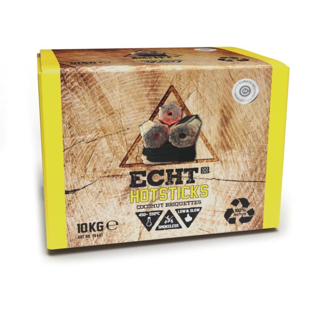 Houtskool ECHT Hotsticks KOKOS Briketten 10kg, Ophalen, Nieuw, ECHT