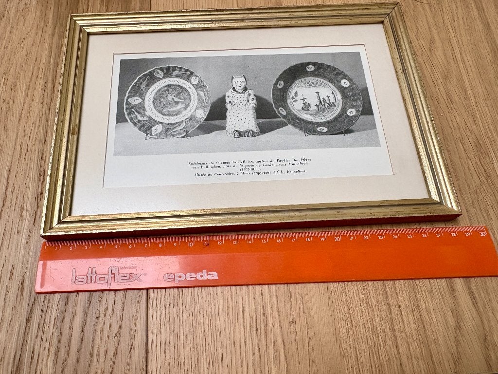 cadre ancien imprimé en porcelaine belge, Antiquités & Art, Enlèvement ou Envoi